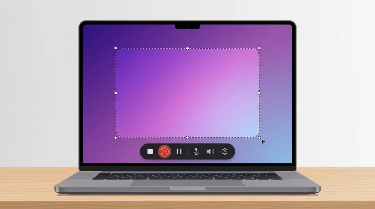 Mac screen recording toolbar with region selection