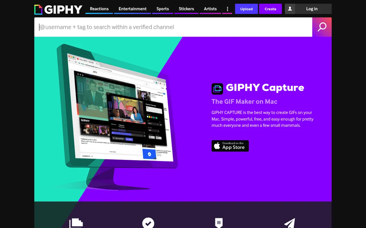 GIPHY Capture page on giphy.com, a free GIF maker app for Mac
