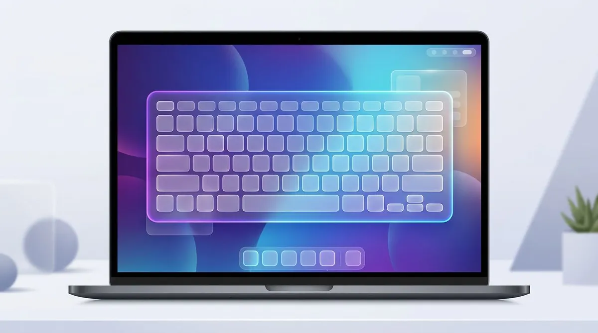 Windows on-screen keyboard floating above a desktop on a laptop display