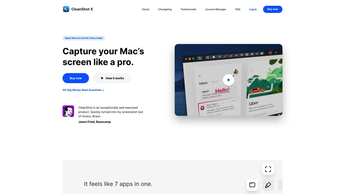 CleanShot X Startseite — funktionsreiches Screenshot-Tool für Mac