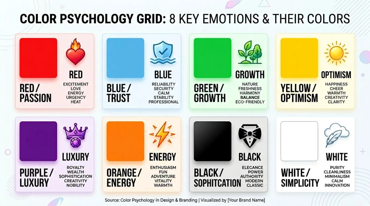 Color psychology emotions grid