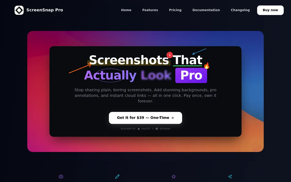 The ScreenSnap Pro homepage ready for visual analysis