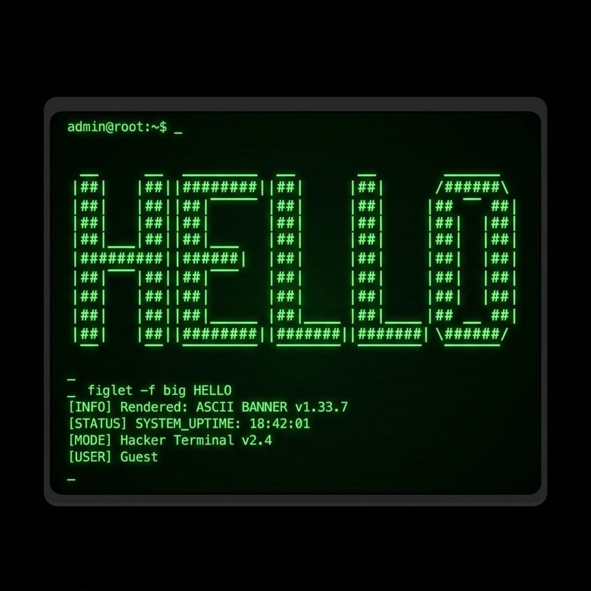 FIGlet-style ASCII text banner displaying large block characters