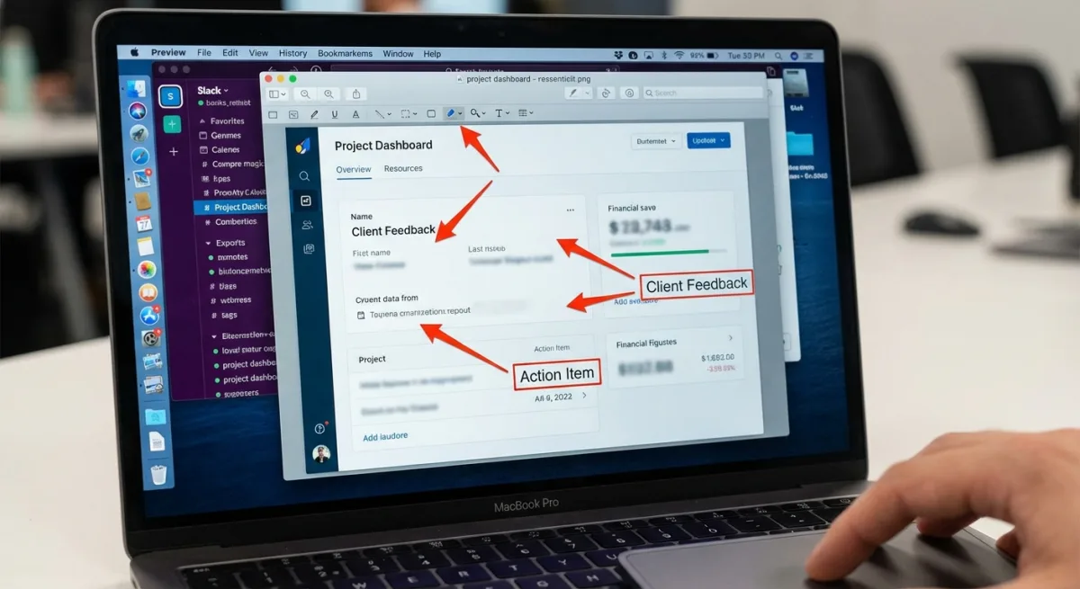 Annotating a screenshot with markup tools on Mac
