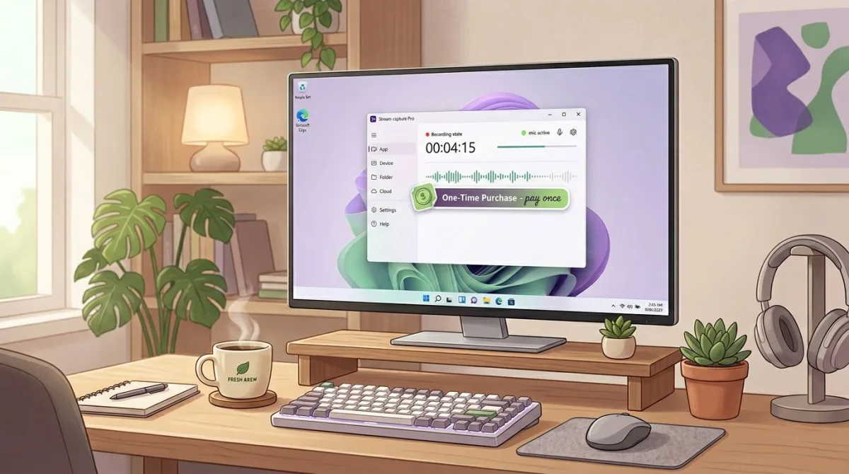 Windows desktop showing a screen recorder with a 'pay once' $29 badge
