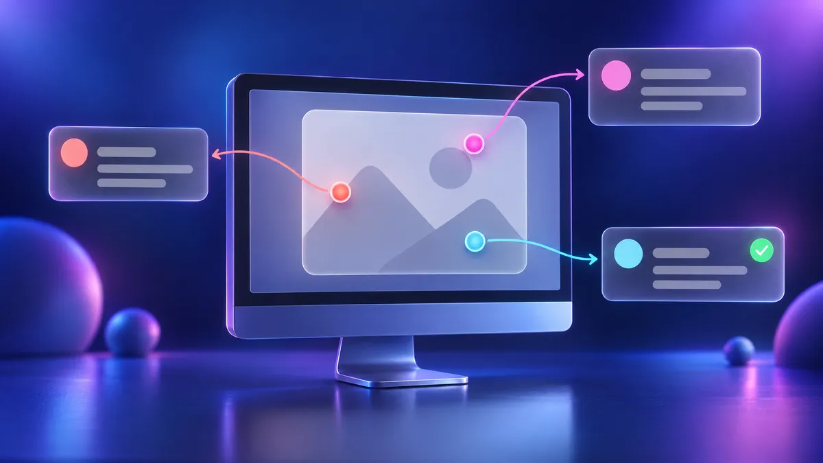 Team review workflow with comment pins on a shared image