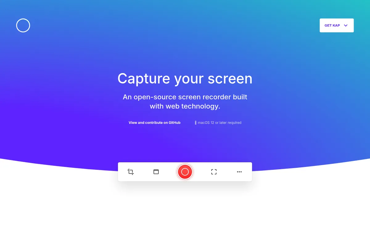 Kap homepage, an open source screen recorder for macOS