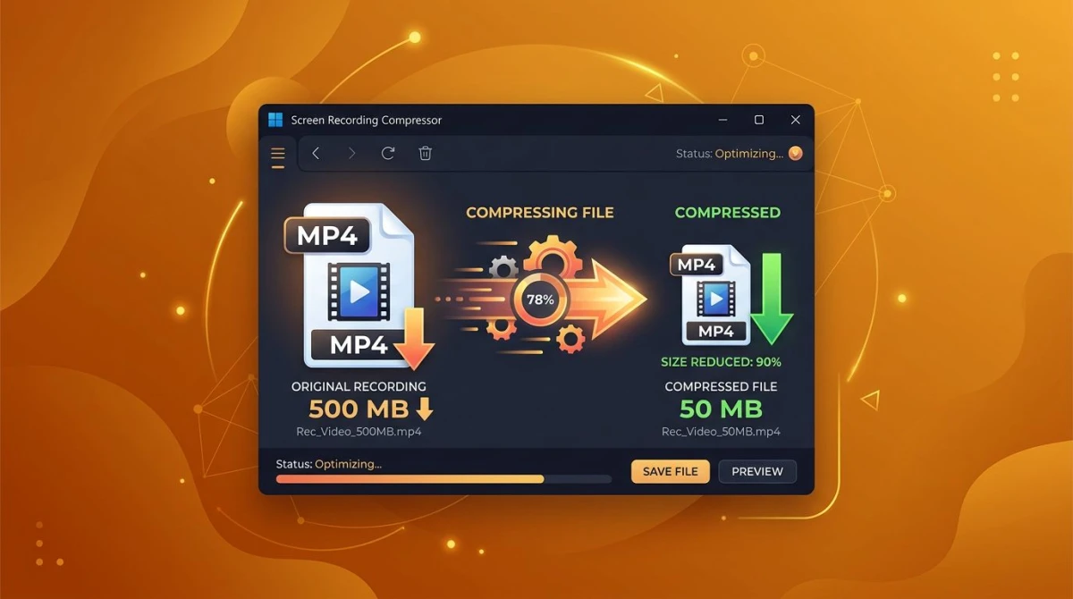Screen recording file size reduction on Windows