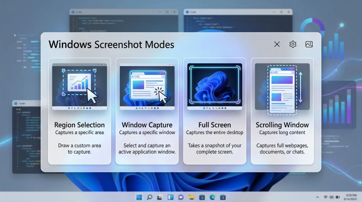 Screenshot-Aufnahmemodi in PicPick für Windows