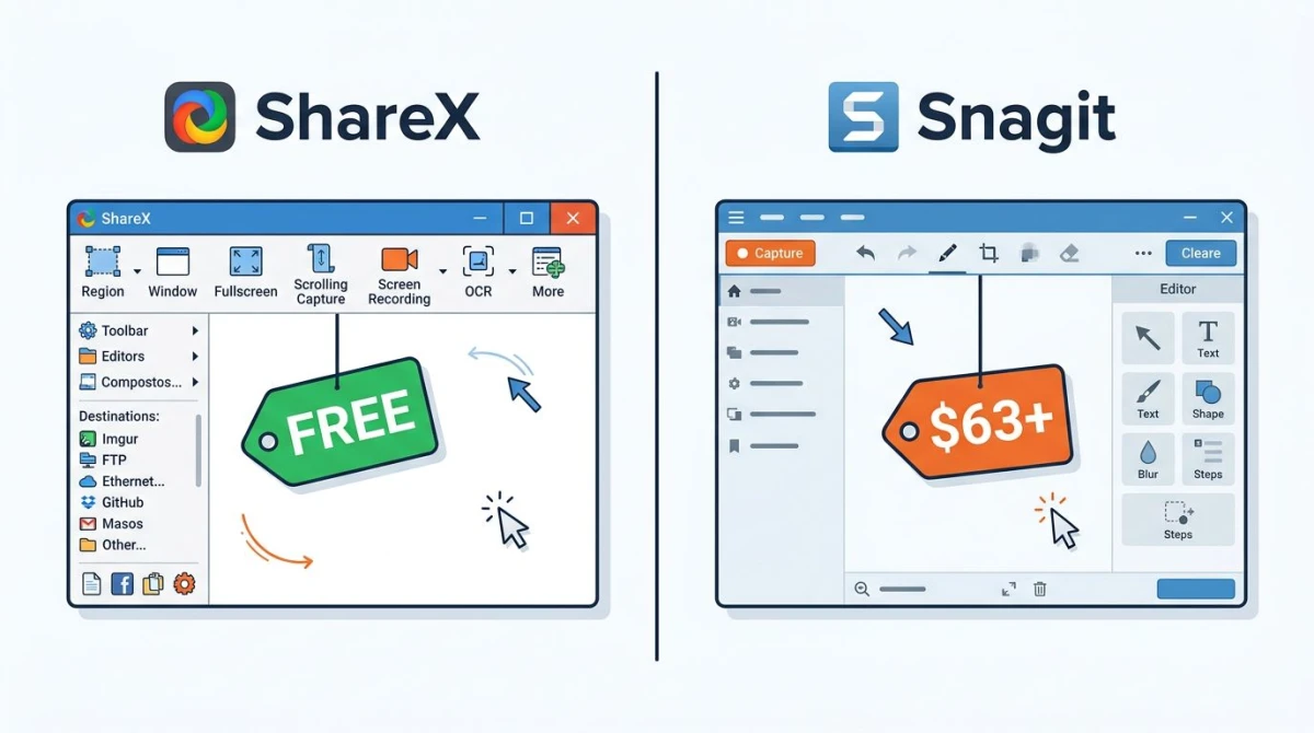 ShareX vs. Snagit: Kostenlos vs. kostenpflichtig im Vergleich (2026)