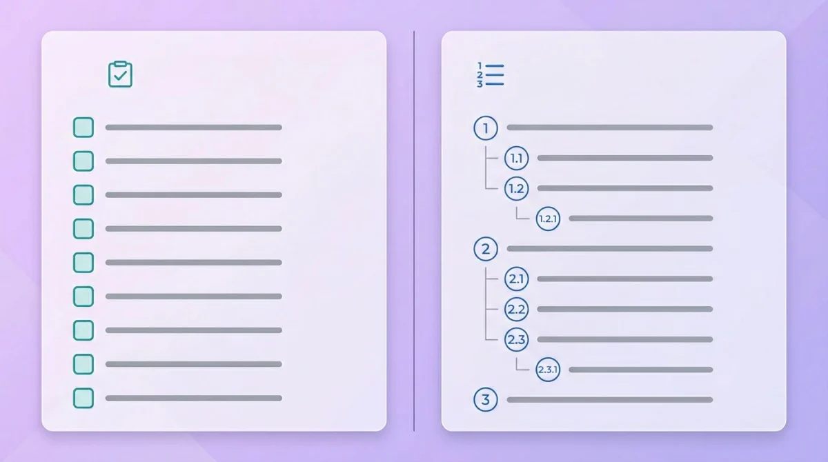 Hierarchical vs checklist style standard operating procedure templates side by side