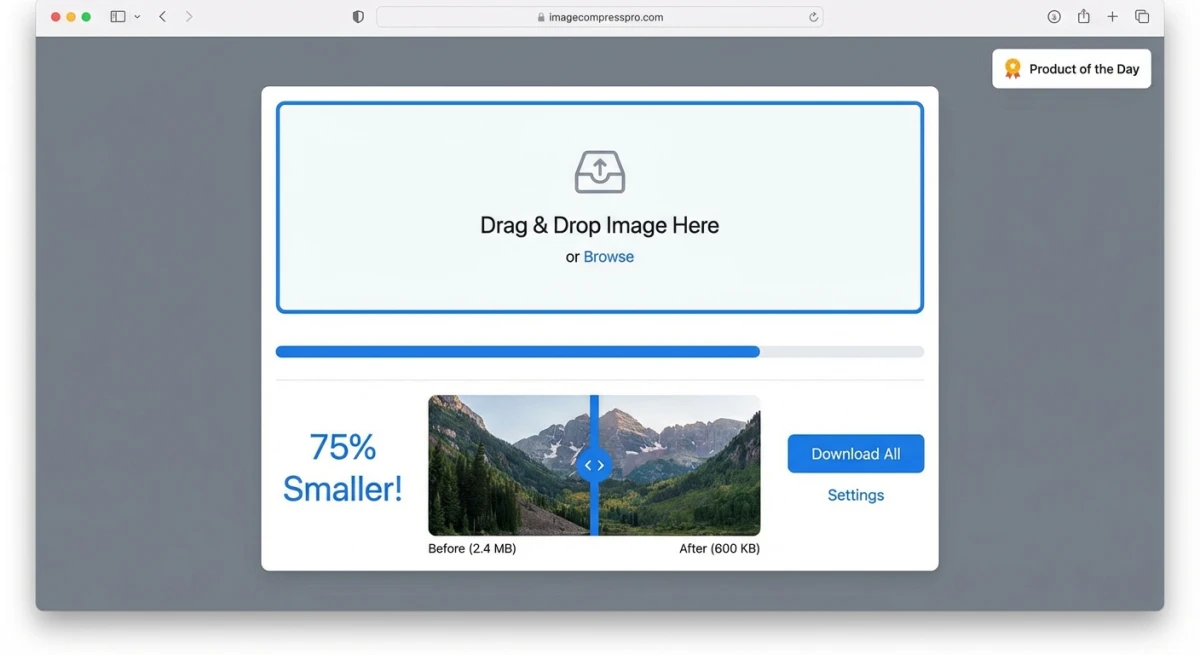Web-based image compressor tool interface