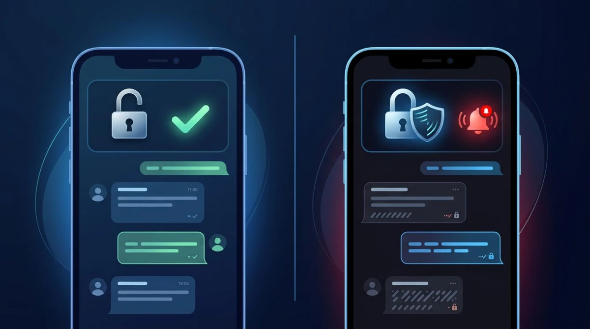 Telegram regular chat versus secret chat screenshot notification comparison