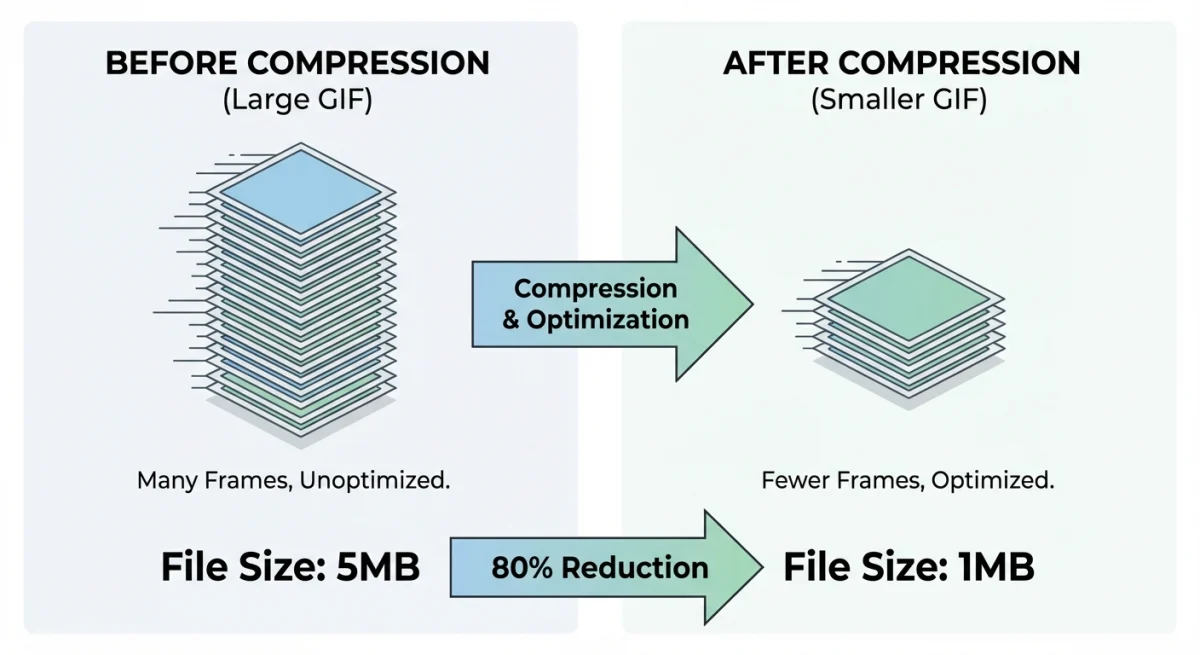 Reduce GIF file size with lossy compression - before and after