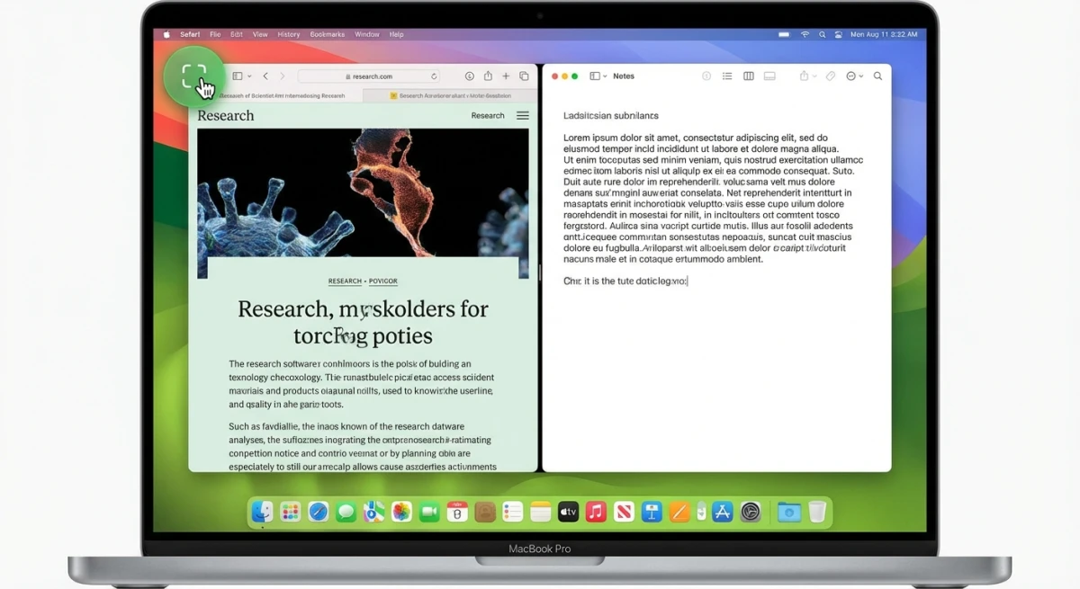 Split View showing two apps side by side on Mac