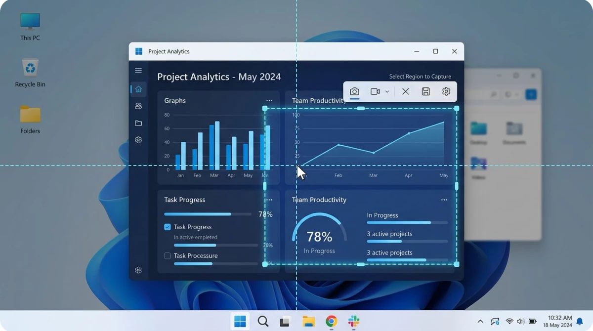 Windows region capture with a crosshair selector