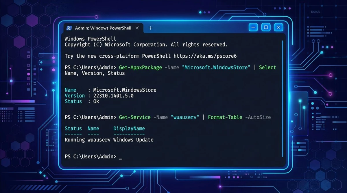 Windows 11 PowerShell terminal showing SFC and DISM repair commands running