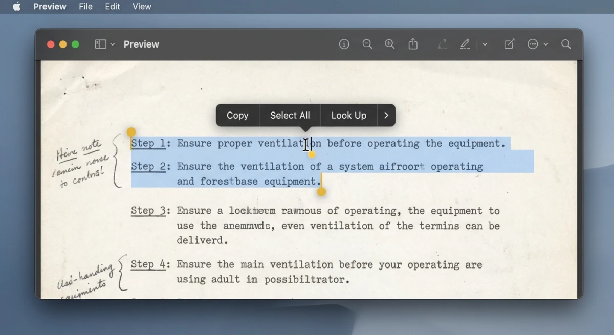Live Text feature in Mac Preview app