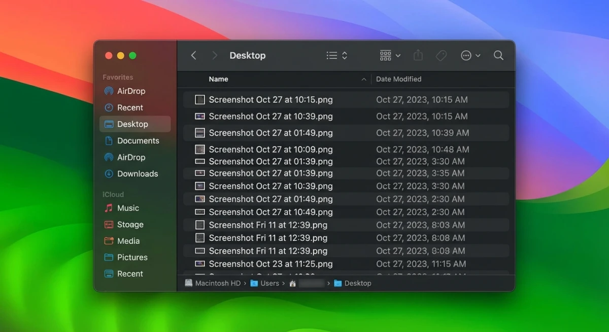 Mac screenshot save location in Finder