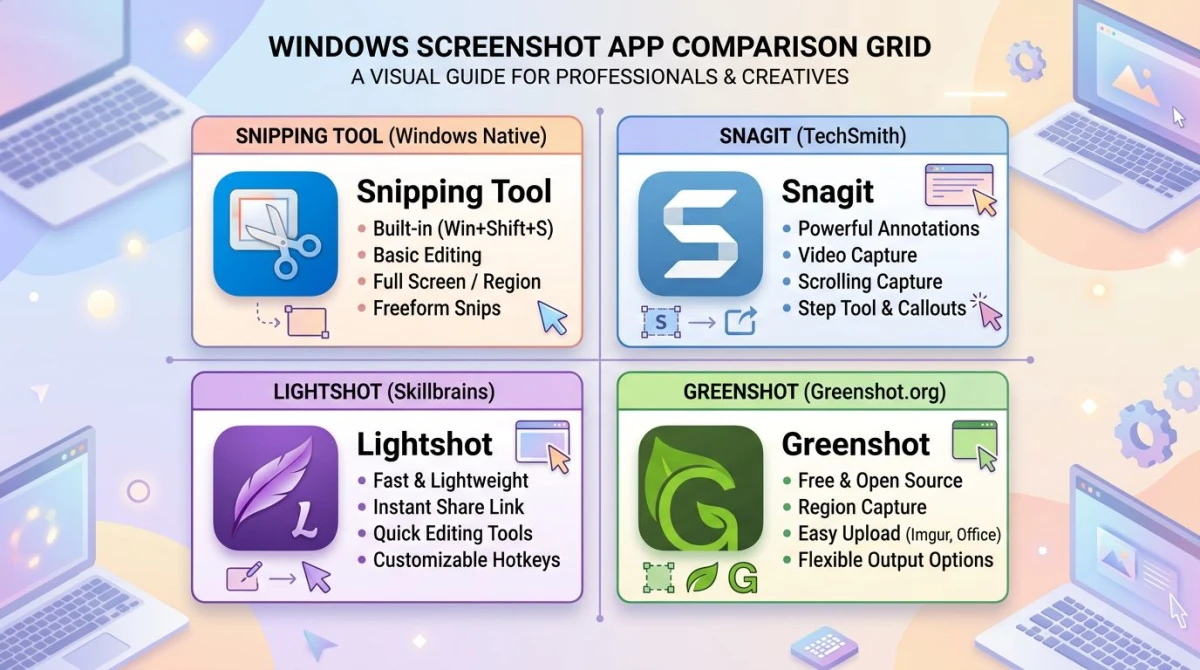 Lightshot alternatives comparison for Windows users in 2026