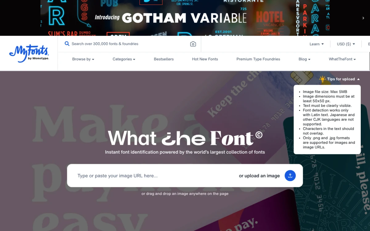 WhatTheFont by MyFonts — the most popular font identifier tool homepage