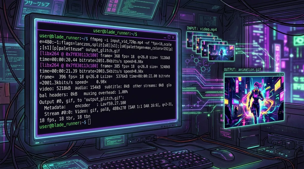 FFmpeg-Kommandozeile konvertiert Video in GIF