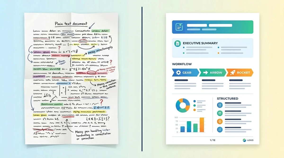 Before and after comparison of an SOP without and with screenshots and structure