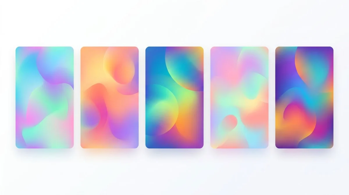 Five abstract mesh gradients with blended radial blobs