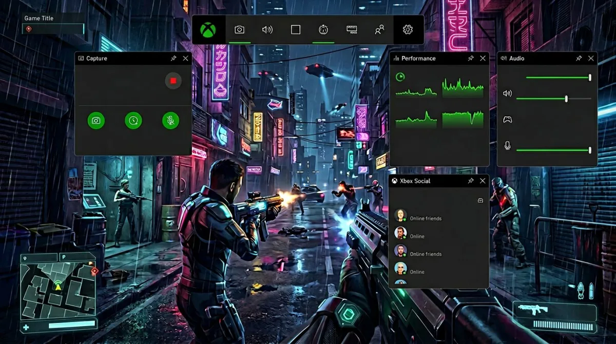Xbox Game Bar screen recording interface on Windows
