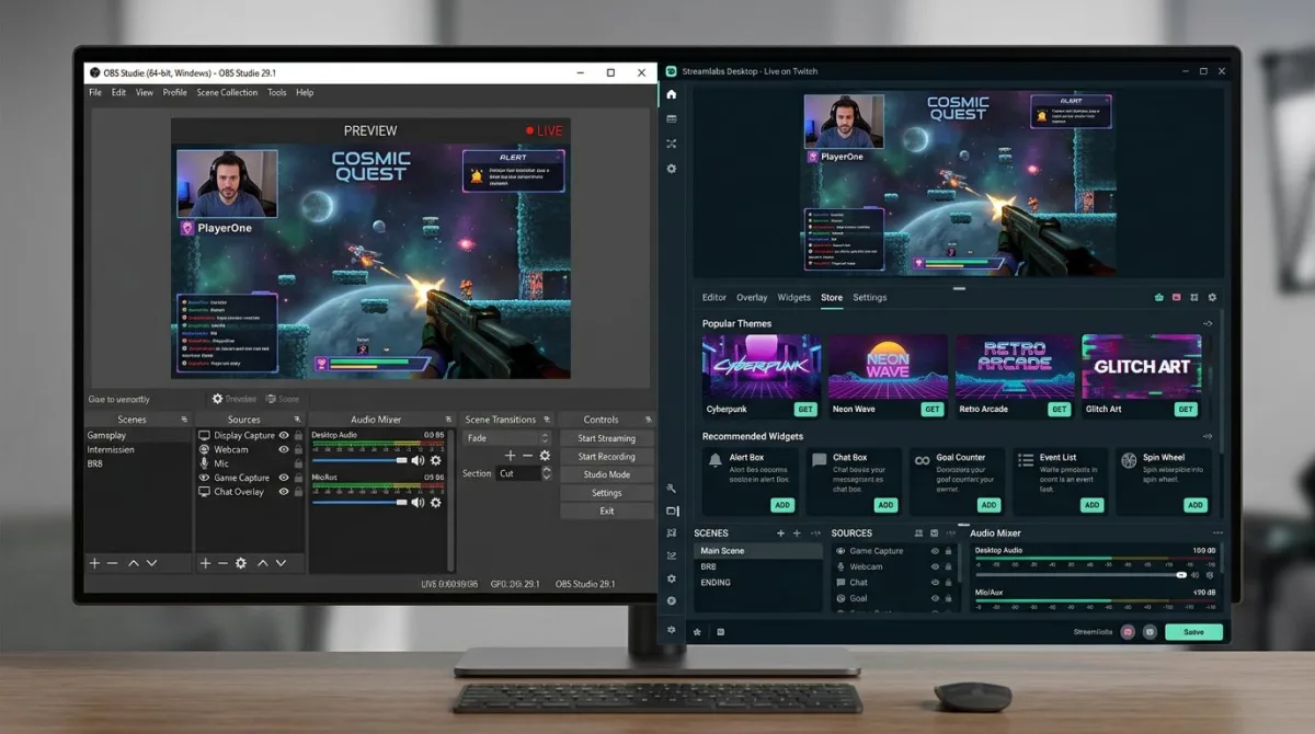Streamlabs Desktop interface compared to OBS Studio side by side