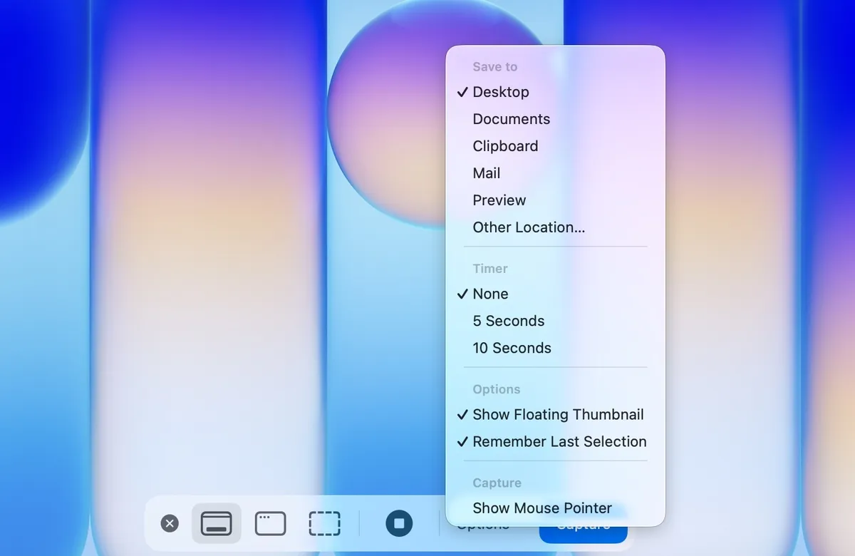 Den aktuellen Speicherort für Screenshots in der macOS-Screenshot-Symbolleiste prüfen
