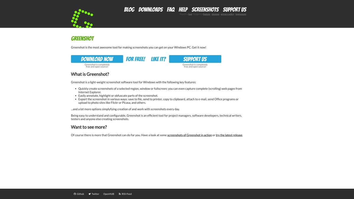 Greenshot screenshot tool for Windows