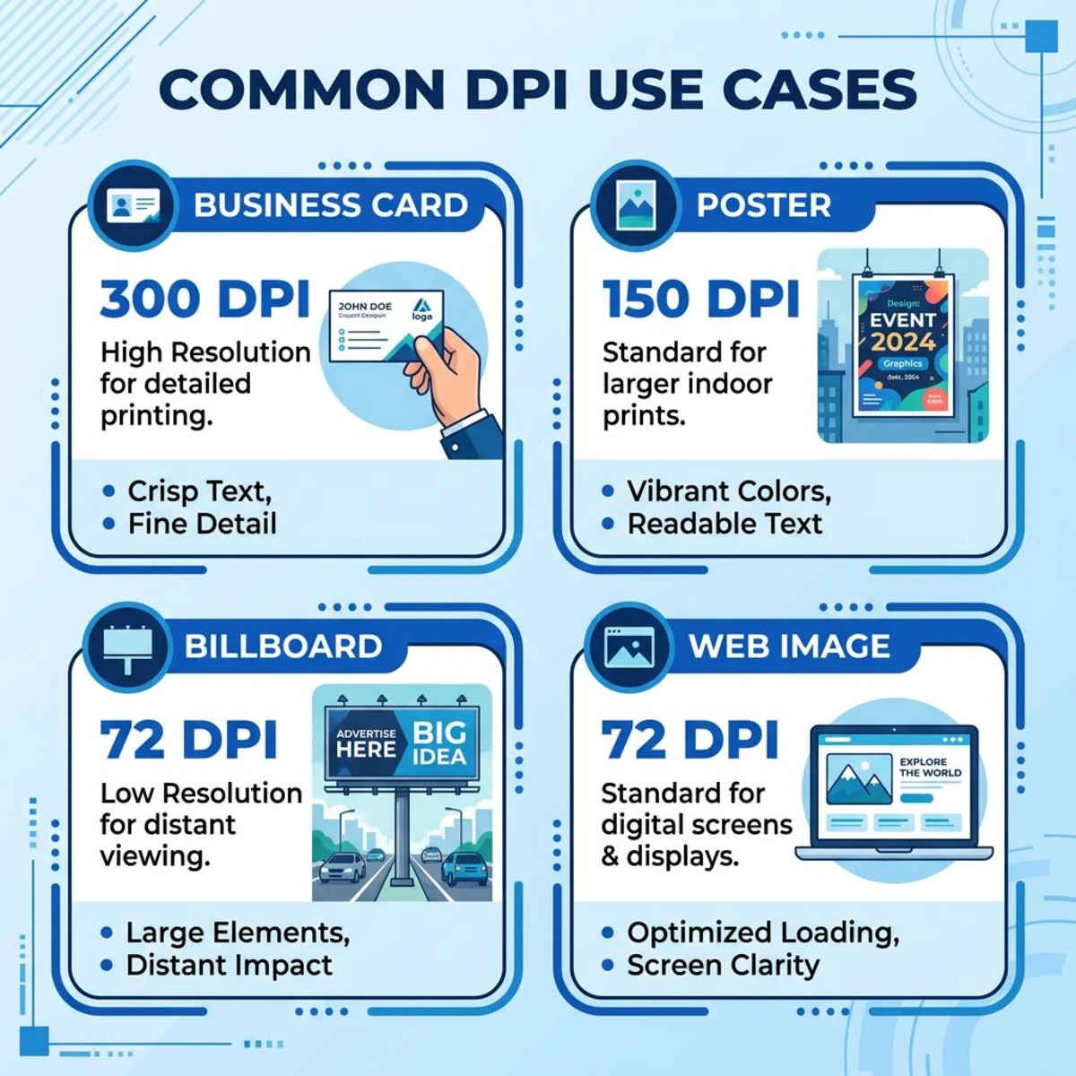 Common DPI settings for different use cases