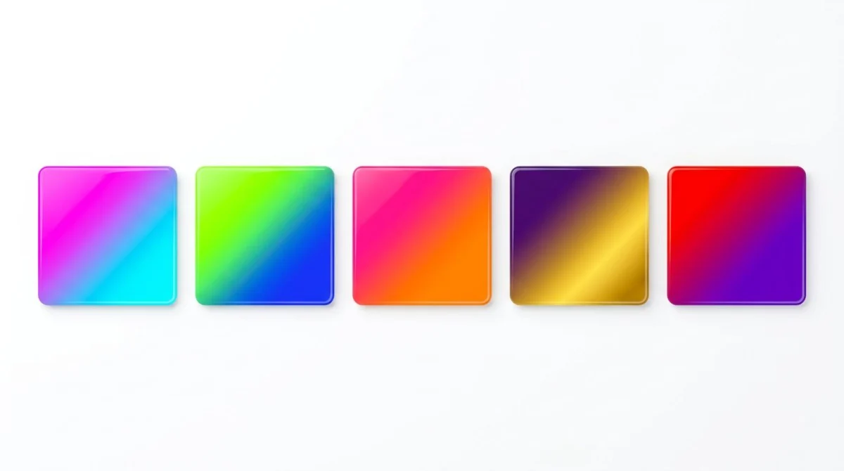 Five vivid bold gradient swatches for marketing pages