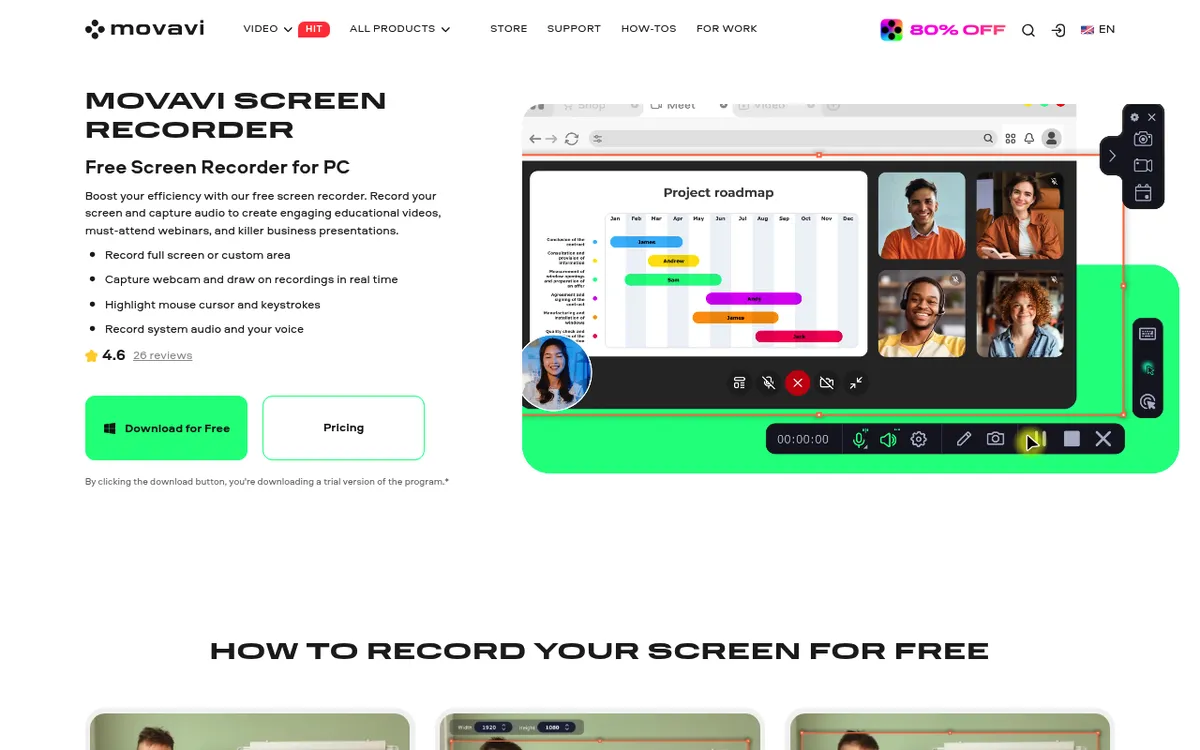 Movavi Screen Recorder homepage