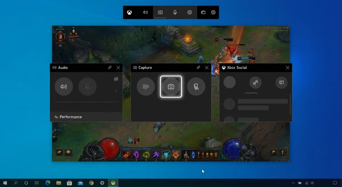 Xbox Game Bar screenshot interface