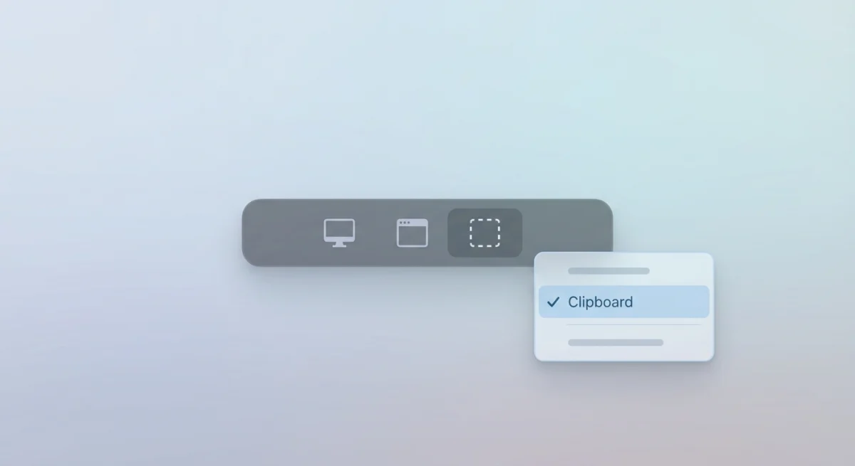 macOS Screenshot toolbar with clipboard options visible