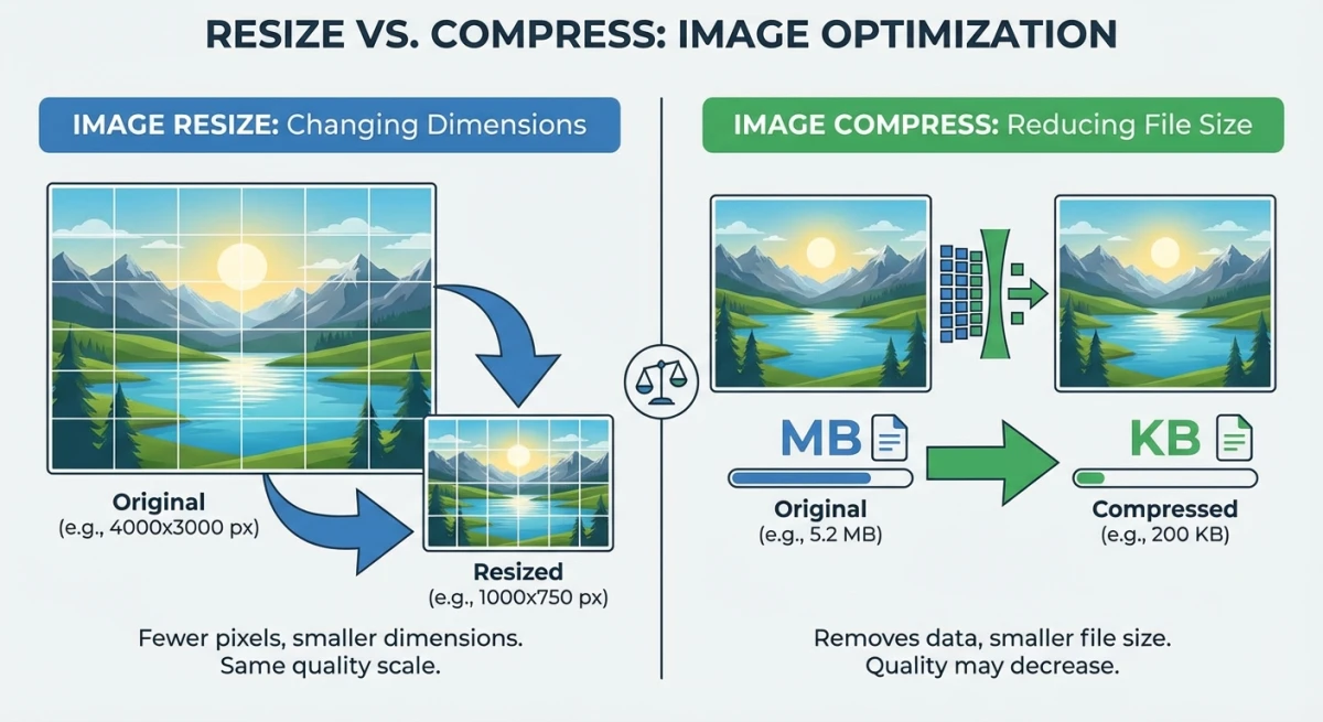 Resize vs compress comparison for images