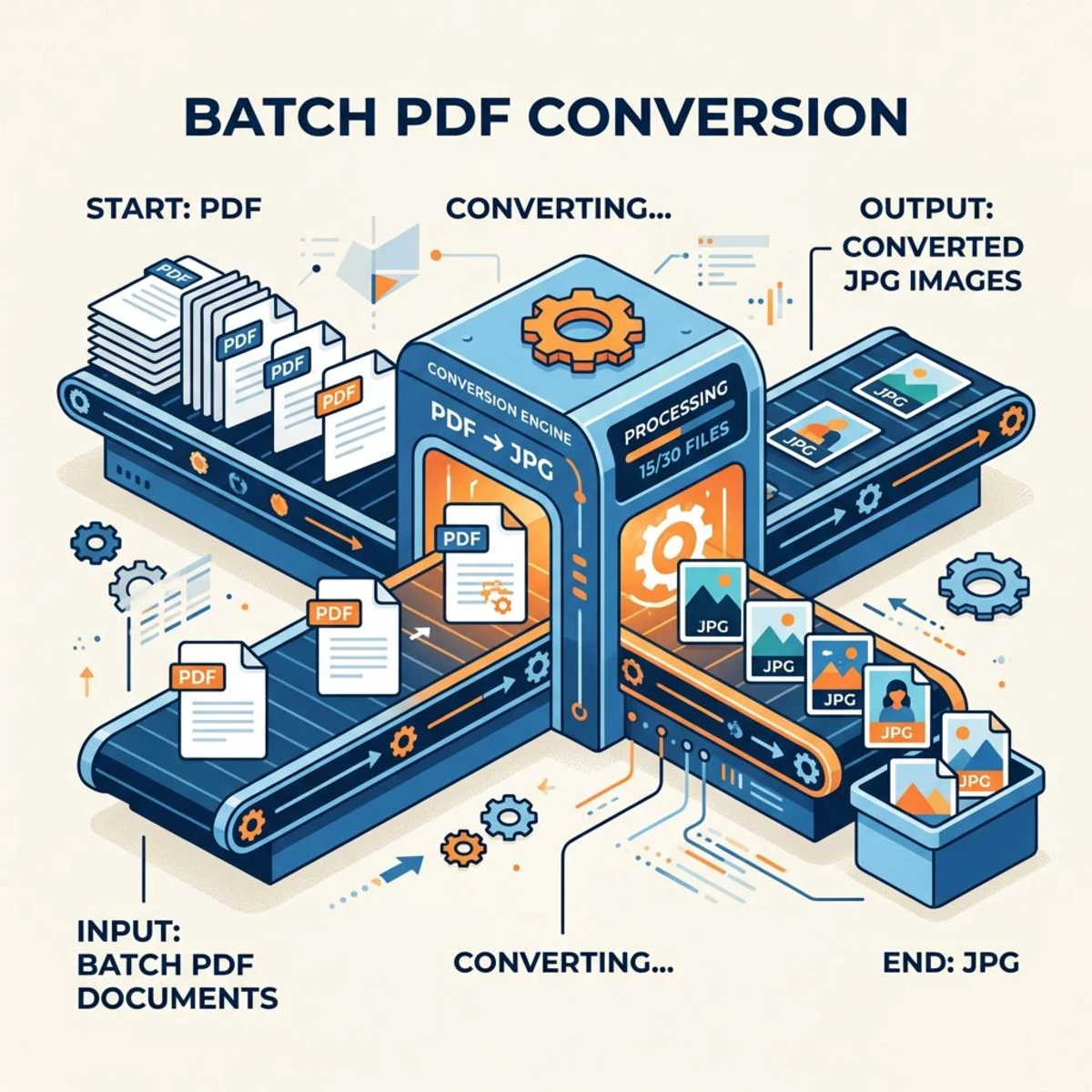 Batch PDF to JPG conversion process illustration