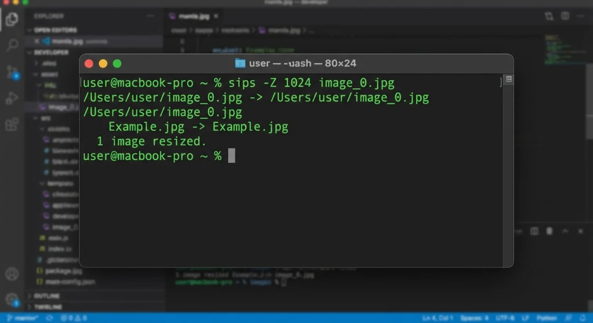 Using Terminal sips command to resize images on Mac