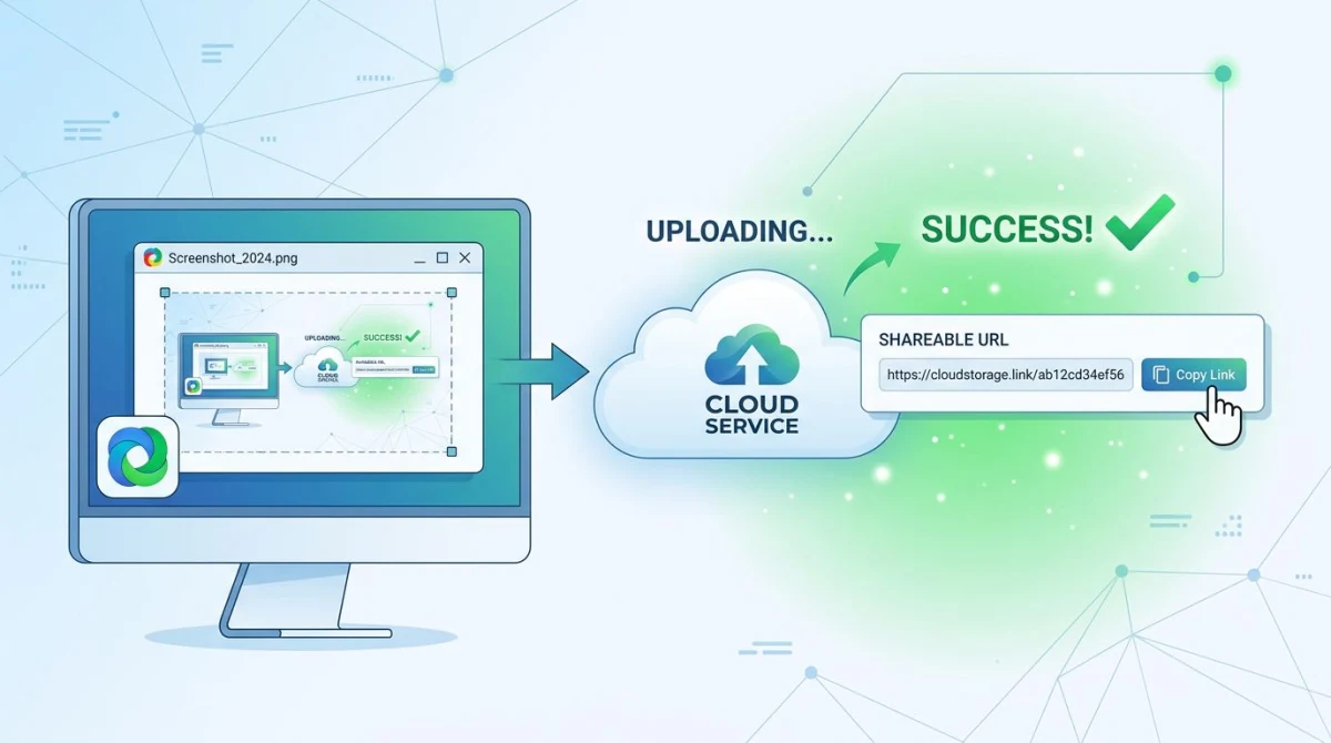 Cloud-Upload mit teilbarer URL für einen Windows-Screenshot