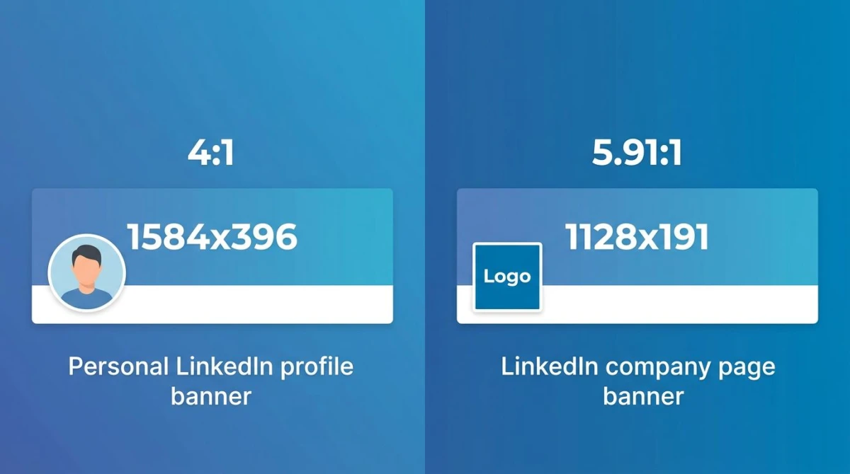 Personal vs company LinkedIn banner side-by-side comparison
