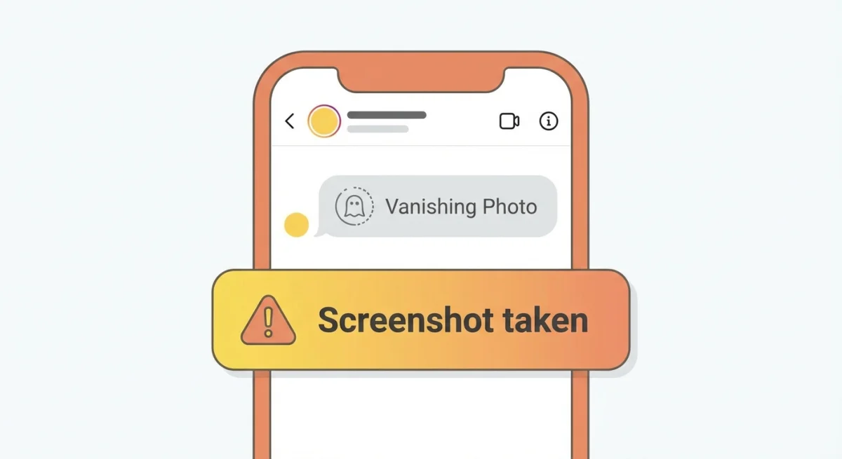 Benachrichtigung über Screenshot eines verschwindenden Instagram-Fotos