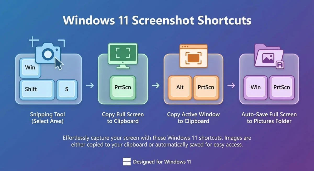 Windows 11 screenshot keyboard shortcuts overview