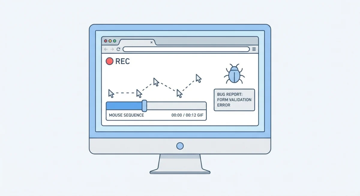 Screen showing GIF recording interface for capturing dynamic bug behavior