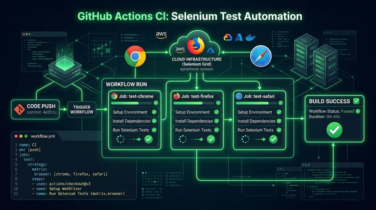 GitHub Actions running Selenium tests with Chrome and Firefox