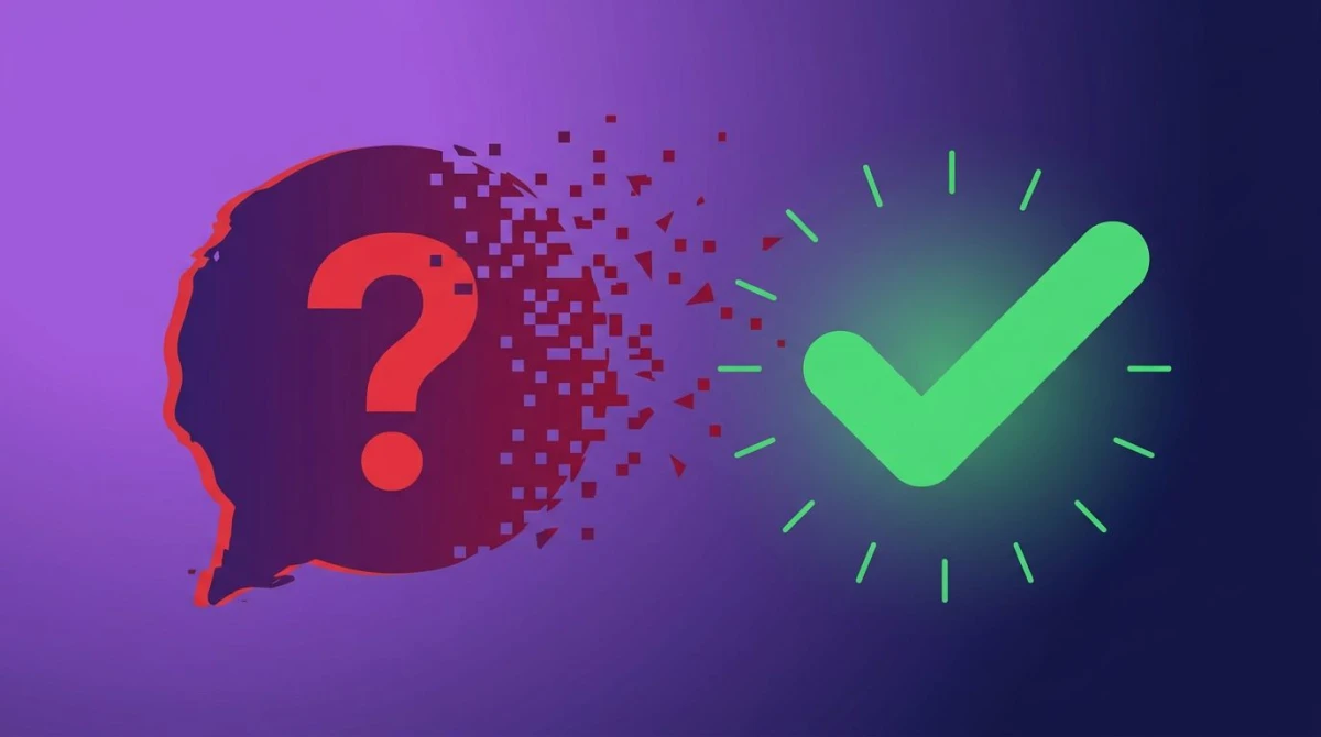 Dating-App-Screenshot-Mythos zerbricht neben einem grünen Häkchen der Wahrheit