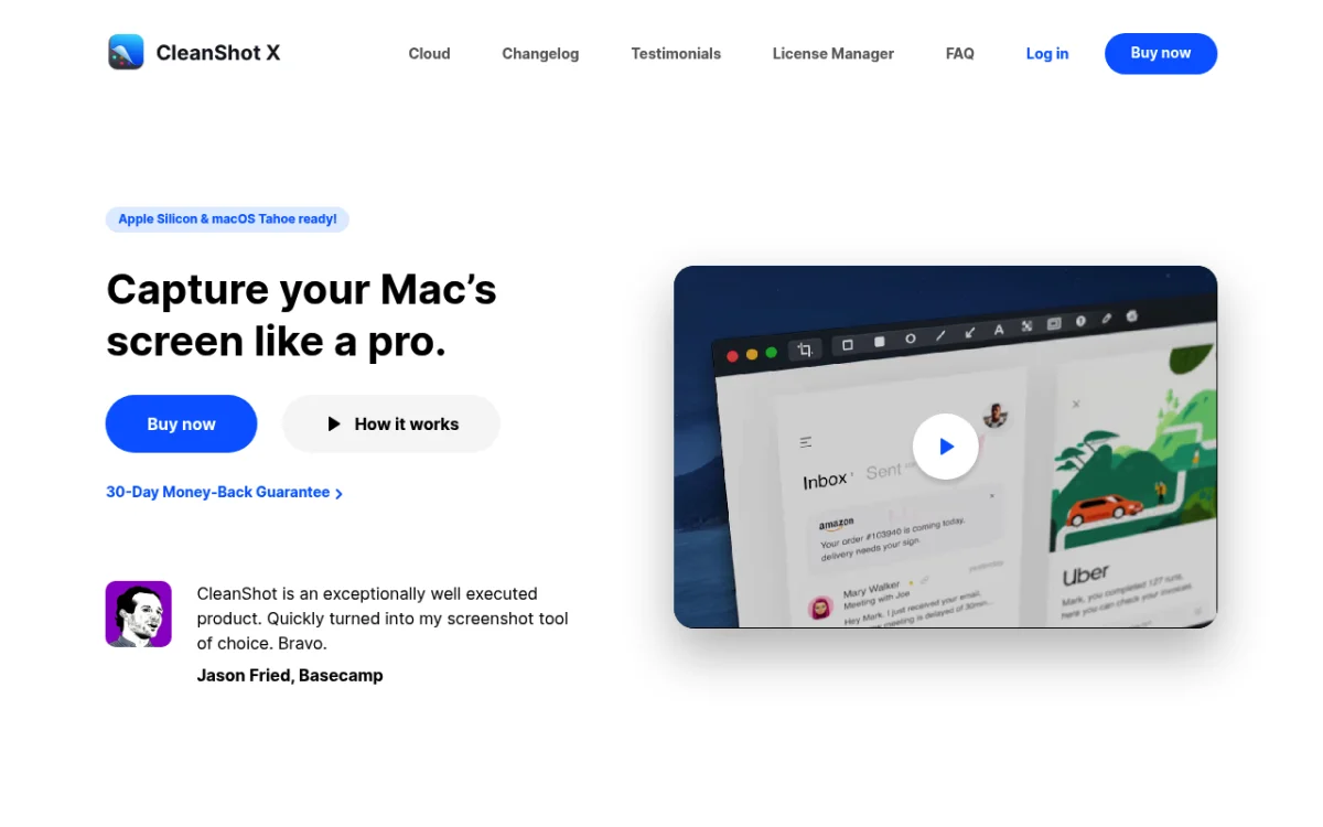CleanShot X homepage, feature-rich screenshot tool for Mac