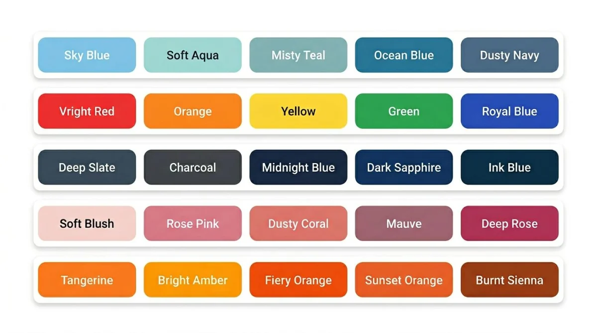 Mood-themed color palettes — calm, vibrant, moody, romantic, energetic