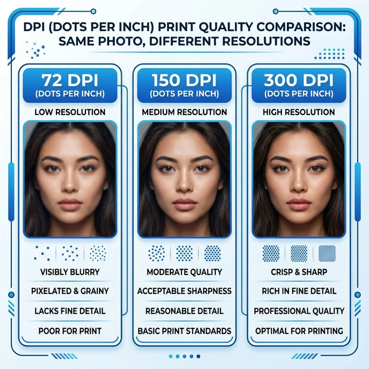 Comparison of image quality at different DPI settings